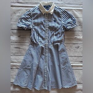 Ralph Lauren blue and white polo dress for‎ girls size 12 no belt